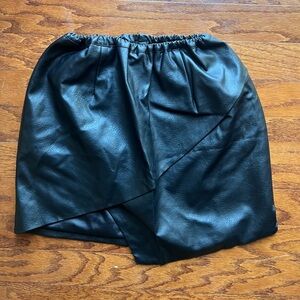 Fashion Nova Black Faux Leather Asymmetrical Mini Skirt